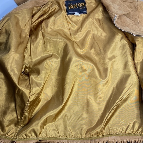Vintage The Put On Shop Sears Roebuck, Co Fringe Cowgirl Leather Brown Jacket - Picture 5 of 12
